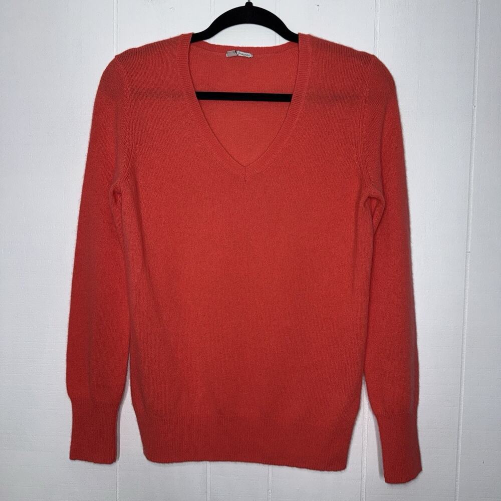 Halogen Women’s 100% Cashmere V Neck Sweater Coral Size Medium